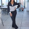 Women's fashion hoodie zipper lapel hoodie zipper jacket slim fit pants