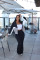 Women's fashion hoodie zipper lapel hoodie zipper jacket slim fit pants