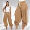 The rope can be pulled, the elastic waistband is pulled, the tie is tied, the bow is tied, and the loose and slimming jeans are women's casual pants