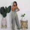 Hot selling strapless vest, straight leg wide leg pants, distressed jeans set