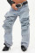 Trendy detachable buckle design, irregular jeans, high waisted straight leg pants