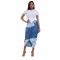 Personalized street denim patchwork jacket split skirt