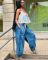 The rope can be pulled, the elastic waistband is pulled, the tie is tied, the bow is tied, and the loose and slimming jeans are women's casual pants