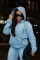 Autumn new product street fashion loose casual washed denim hooded women's hoodie jacket