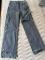 Trendy detachable buckle design, irregular jeans, high waisted straight leg pants