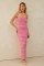 New French style waist cinching slimming solid color backless pearl suspender long dress for women