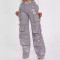 Hot silver jeans for women 2024 new style fashionable and personalized multi pocket design high waisted work pants long pants