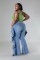 Hot selling washed ruffle edge design elastic jeans
