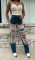Cross border 2024 big hole jeans women's chain bead chain hanging straight leg pants