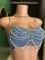 pearl diamond chain denim tank top shorts set sexy hot girl two-piece set for women