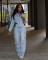 New women's casual washed denim suit