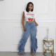 Elastic waistband, drawstring, tie, loose fit, slimming jeans, casual pants, women's pants