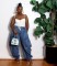 The rope can be pulled, the elastic waistband is pulled, the tie is tied, the bow is tied, and the loose and slimming jeans are women's casual pants
