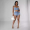 pearl diamond chain denim tank top shorts set sexy hot girl two-piece set for women