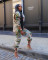 Foreign trade leisure street printed 2-piece jacquard sports hoodie set