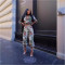 Foreign trade leisure street printed 2-piece jacquard sports hoodie set