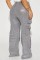 Hot silver jeans for women 2024 new style fashionable and personalized multi pocket design high waisted work pants long pants