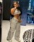 Hot silver jeans for women 2024 new style fashionable and personalized multi pocket design high waisted work pants long pants