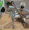 Fashion printed color blocked denim jacket, two-piece set of jeans for women
