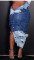Personalized street denim patchwork jacket split skirt