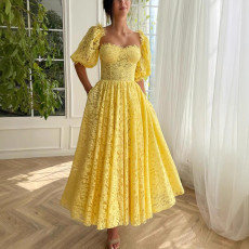 Shoulder sleeves slim fit dress strapless dress mid length skirt