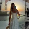 Nightclub party dress, waist cinching sexy elegant long skirt, mesh sequin suspender skirt