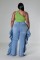 Hot selling washed ruffle edge design elastic jeans