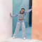 Explosive sequin fringe design straight leg jeans for women