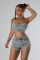 pearl diamond chain denim tank top shorts set sexy hot girl two-piece set for women