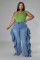 Hot selling washed ruffle edge design elastic jeans
