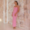 New French style waist cinching slimming solid color backless pearl suspender long dress for women