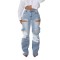 Explosive hollowed out diamond embellished work pants with multiple pockets and elastic jeans for women