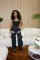 Explosive hollowed out diamond embellished work pants with multiple pockets and elastic jeans for women