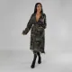 Women's perforated personalized camouflage long windbreaker jacket with belt