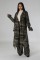 Women's perforated personalized camouflage long windbreaker jacket with belt