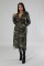 Women's perforated personalized camouflage long windbreaker jacket with belt