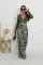Fashionable camouflage printed work pants for women, elastic high waisted straight leg loose and slimming wide leg pants