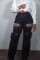 Explosive hollowed out diamond embellished work pants with multiple pockets and elastic jeans for women