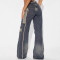 Weila jeans autumn and winter new cross fringed straight leg casual pants for women