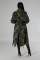 Women's perforated personalized camouflage long windbreaker jacket with belt