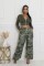 Fashionable camouflage printed work pants for women, elastic high waisted straight leg loose and slimming wide leg pants
