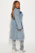 Long double breasted denim jacket, loose denim windbreaker with waistband