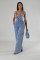 Women's fashion casual sexy suspender denim jumpsuit wide leg pants