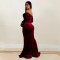 Fashion women's solid color slit evening dress low cut dress new