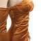 Fashionable solid color sexy suspender wrapped in chest, mid sleeve split drawstring dress
