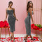 Fashionable women's sexy suspender bag arm slim fit low cut dress