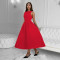 Fashionable women's backless French retro sleeveless long dress