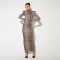 Winter fashion sexy women's leopard print print dress, half high neck long fit slim long sleeved dress
