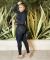 New crop top set with cross folded long sleeved pants and small leg pants, two-piece set