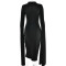 New Women's Elegant Dress with Sexy Long Sleeves, Split Bay Ribbon Evening Dress, Hollow out Medium length Skirt